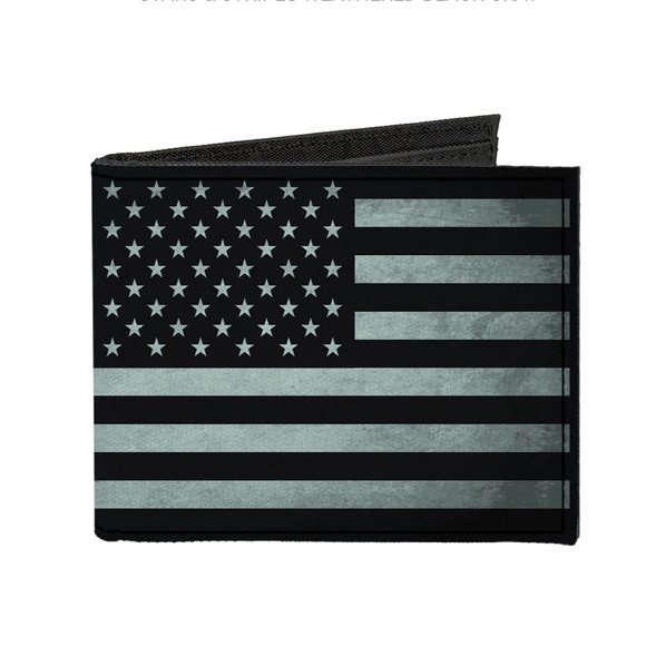 Buckle-Down Other - Buckle-Down Black and Grey American Flag Canvas Bi-Fold Wallet NWOT
